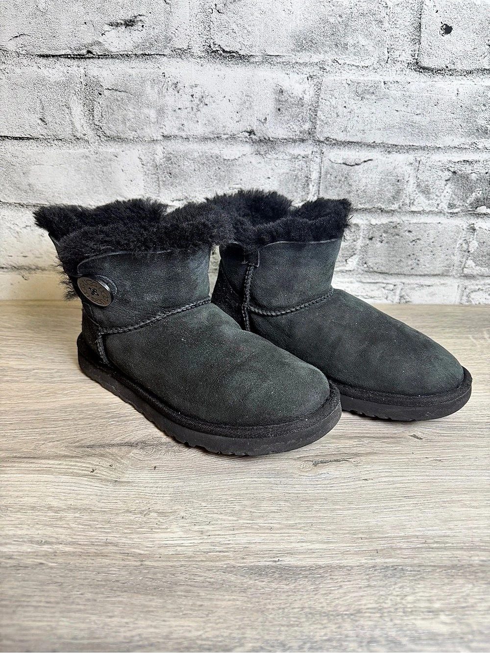 UGG Bailey Button Mini Suede Button Boots in Black